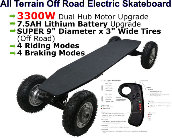 All Terrain Off Road Electric Skateboard Longboard Mountainboard Cross Country w/ Remote