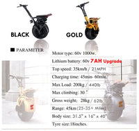 Self Balancing Electric Unicycle Scooter – One Big Wheel & 1000W Motor 7AH Battery Upgrade